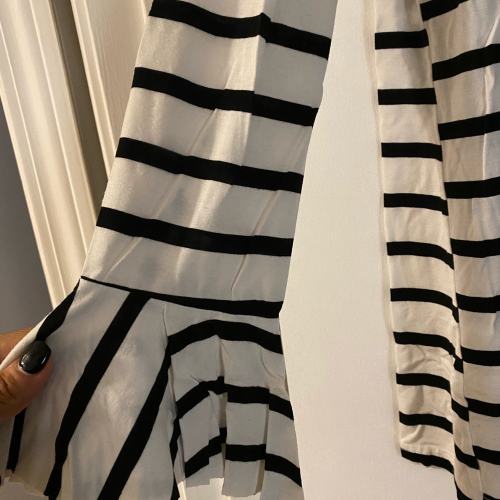 White and black striped bell sleeved shirt